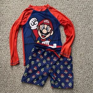 Nintendo Mario Kids Rashguard Set - Red and Blue